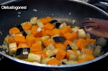 Potaje de garbanzos con berenjena y calabaza