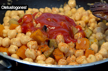 Potaje de garbanzos con berenjena y calabaza